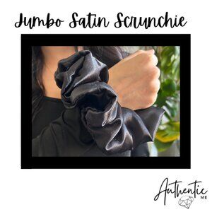 Handmade Jumbo Black Satin Scrunchie